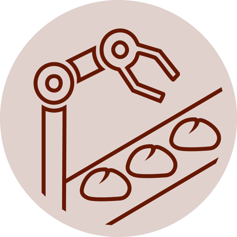 Icon Teig auf Fliessband