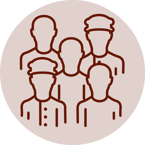 Icon fünf Mitarbeitende